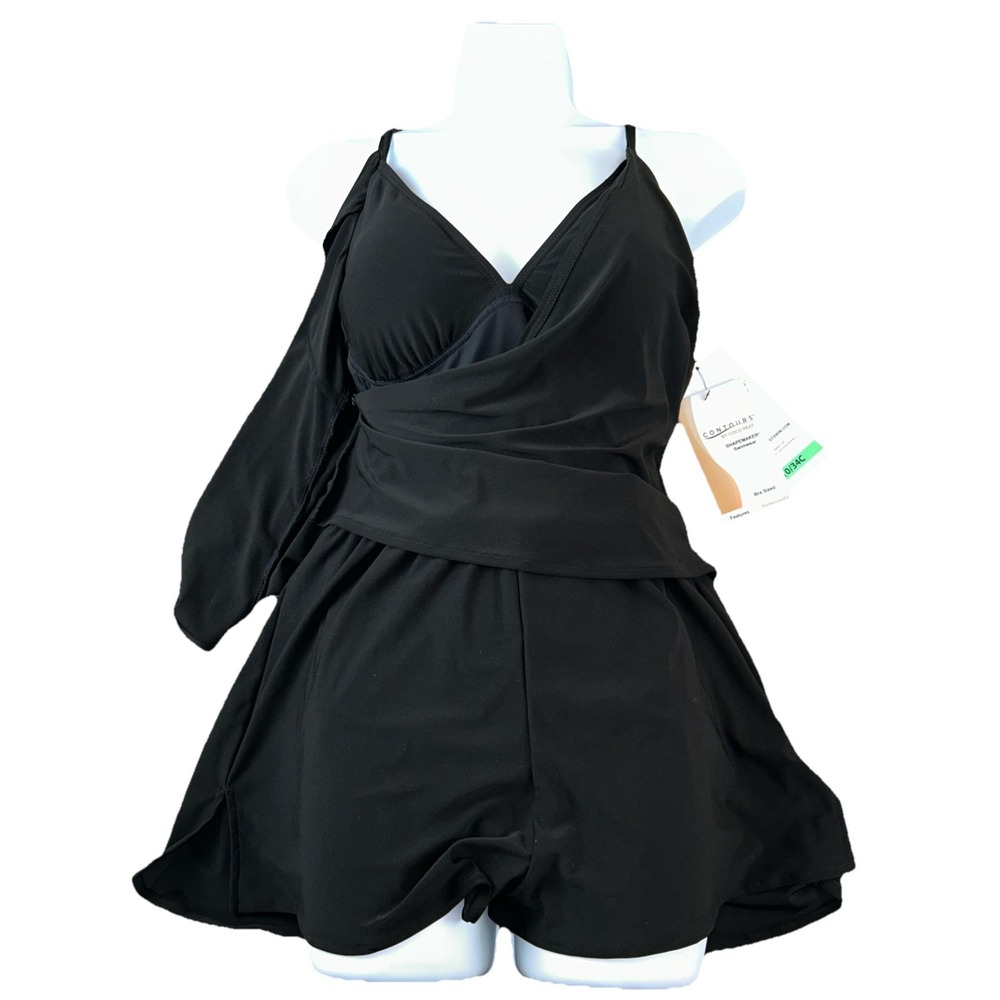 Contours By‎ Coco Reef Women's Swimsuit 10/34c Black T31089 Shapemaker One Piece